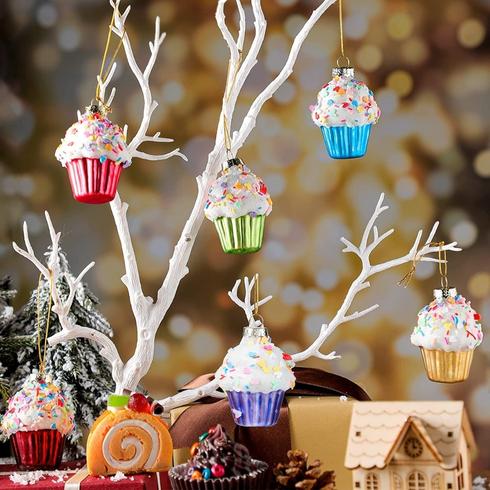 colourful cupcake ornaments