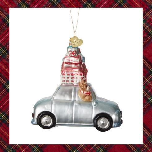 Glass car ornament with dog