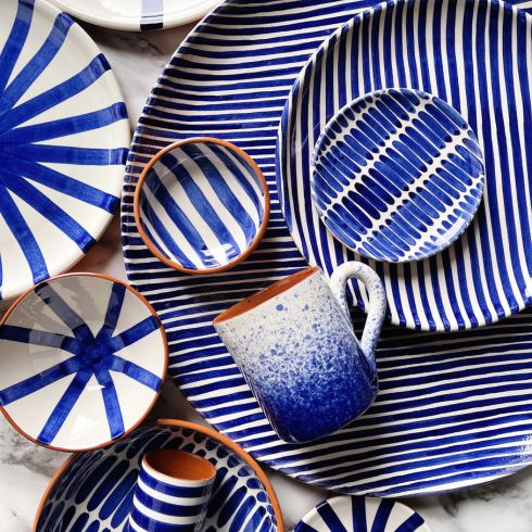 Blue and white tableware