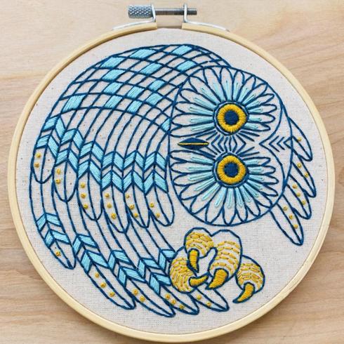 An embroidery kit of an owl