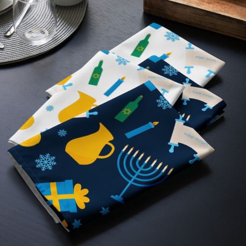 Handmade Hanukkah-themed cloth napkins