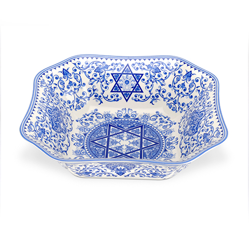 Blue and white bowl with Star of David for Hanukkah