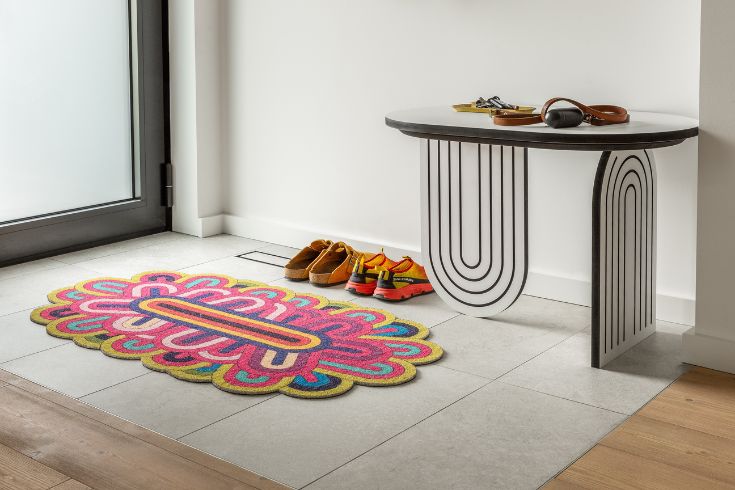 Colourful rug with bright vivid colours