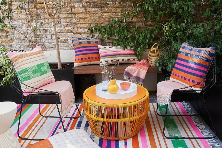 Brightly coloured home decor - outdoor patio