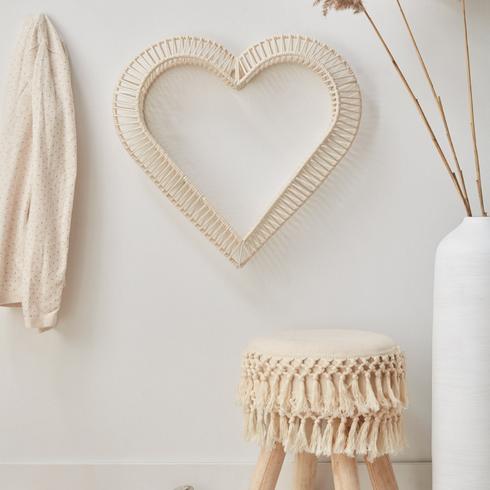 Macrame heart-shaped wall hanging