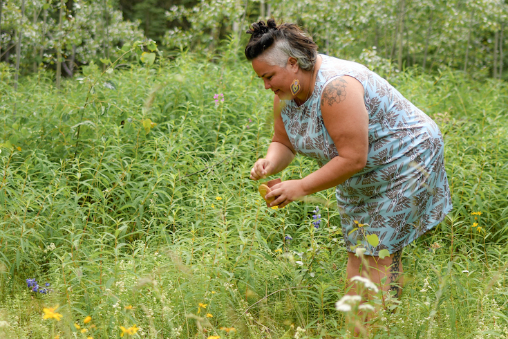 Owner of The Yukon Soap Company in Mayo, Yukon, Joella Hogan hand picks plants for her handcrafted soaps and body products