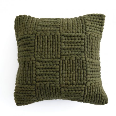 Green woven pillow