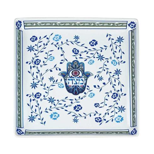 Blue Porcelain Matzah Plate