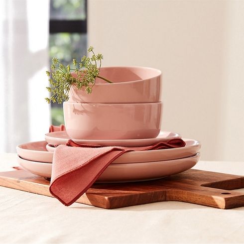 Pink bowls and plate set
