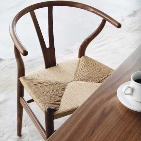 white and brown Wishbone Chair