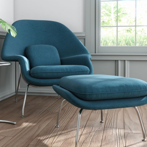 Blue velvet - Womb Chair and Ottoman