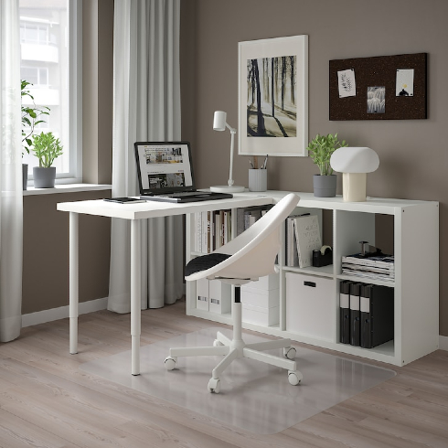 The IKEA KALLAX / LINNMON unit with white desk and storage multipurpose unit