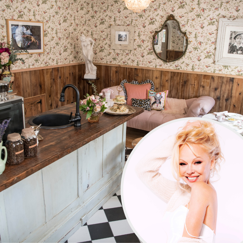 Pamela Anderson boudoir-inspired front room