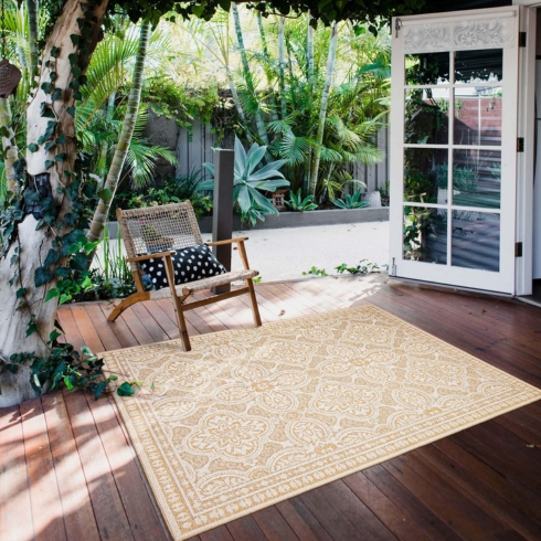 Yellow outdoor rug