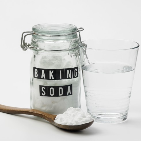 Baking soda and water on a table