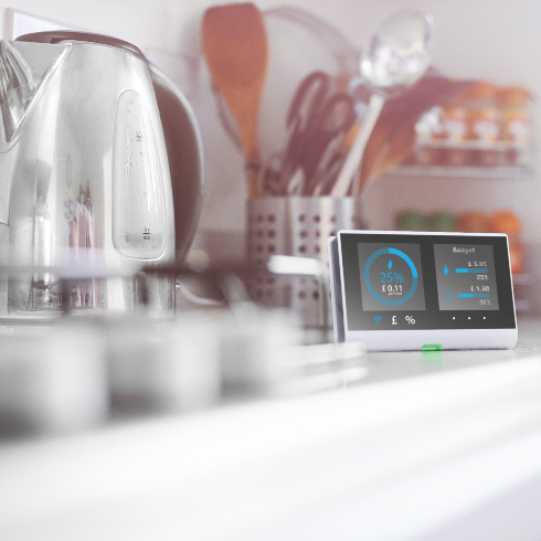 electronic device on a kitchen counter