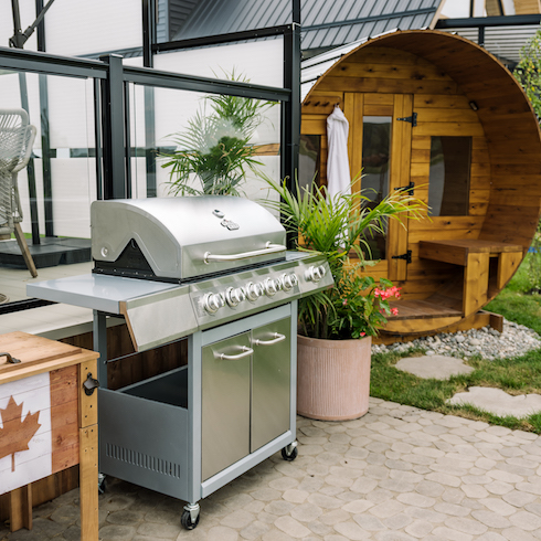 Outdoor sauna and barbecue