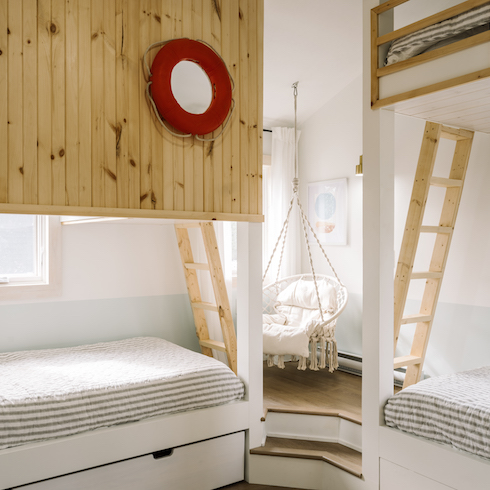 Custom bunk beds with play space