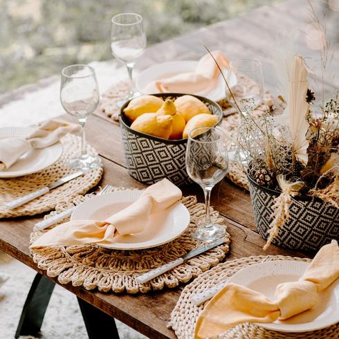 Outdoor table decorated beautifully.