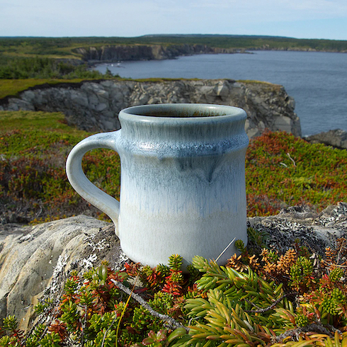 Rain Drizzle Fog mug by ceramic artist and teacher Michael Flaherty of Wild Cove Pottery in Newfoundland, Canada
