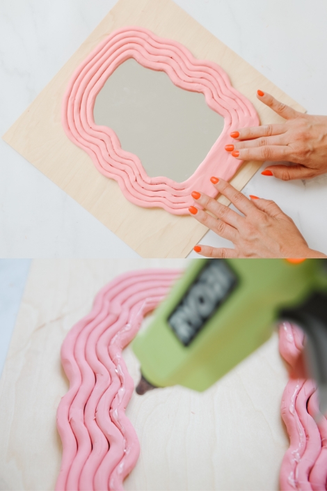 polymer clay pink mirror DIY