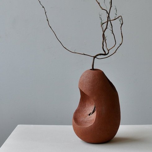 Hollowed | Handbuilt sculptural vessel, stoneware clay by ceramic arts Janice Cormier
