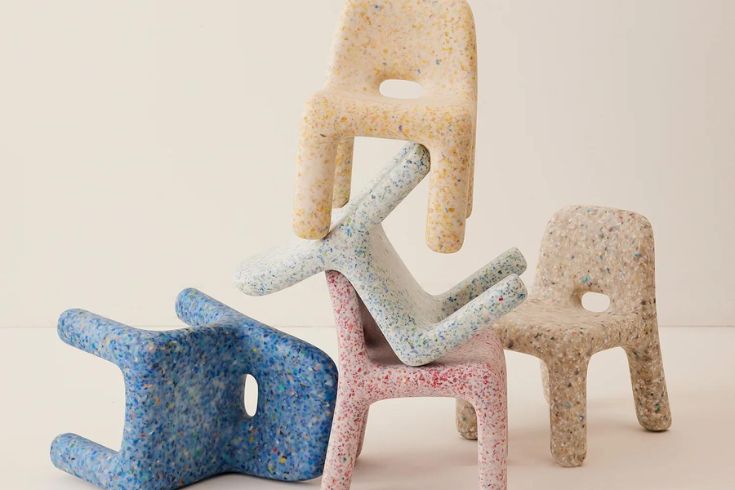 curved and speckled chairs in an assortment of pastel colours