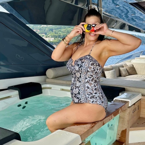 Ashley Graham on a yacht