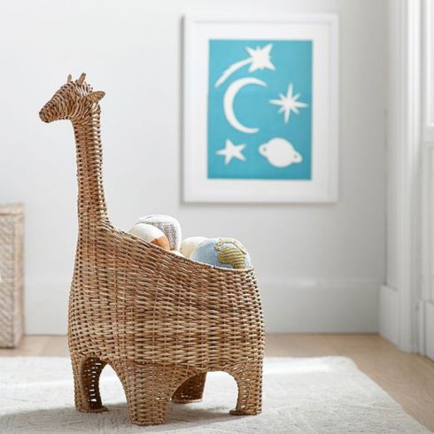 Large giraffe-shaped wicker basket from Pottery Barn Kids