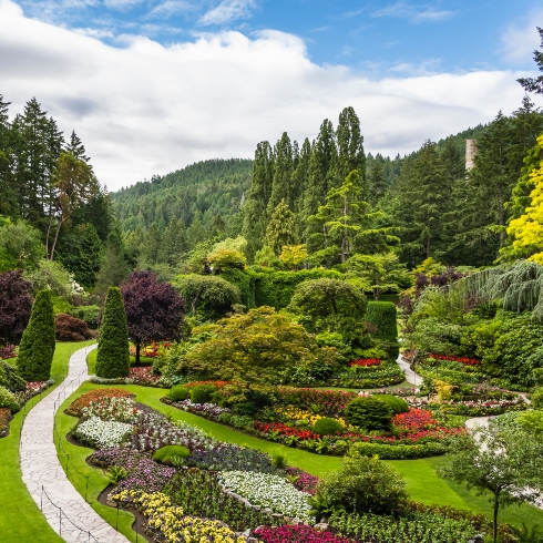 The Sunken Garden at British Columbia's Butchart Gardens in full bloom
