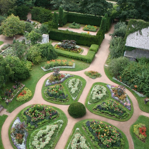 An aerial view of the Annapolis Royal Historic Gardens in Nova Scotia, Canada