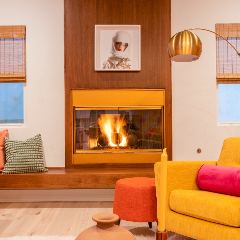 The wood and warm-toned Barbie living room