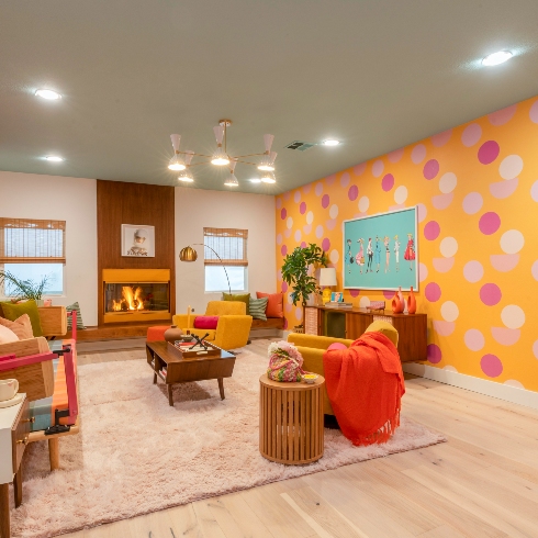 The 1960s-inspired living room