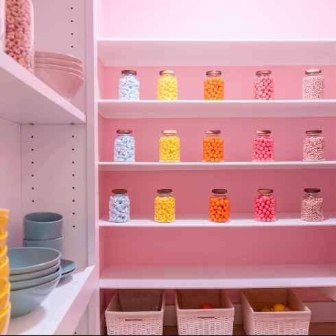 The kitchen pantry in the Barbie Dreamhouse