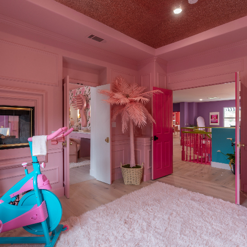 The entryway to Barbie's bedroom in the Barbie Dreamhouse
