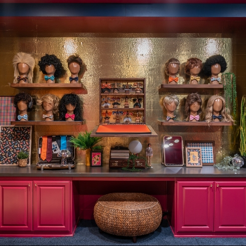 The wig wall in the Ken Den