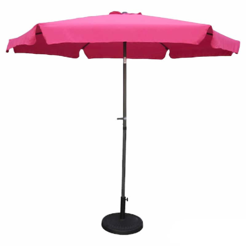 A bright fuschia patio umbrella
