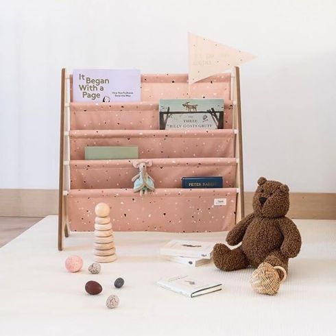 Recycled fabric pink book case for kids