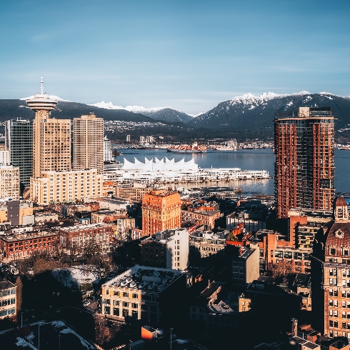A view of Downtown Vancouver, Coal Harbour and the mountains