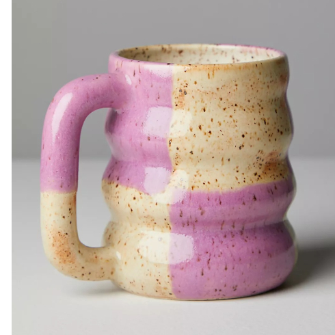 A colour blocked ceramic mug
