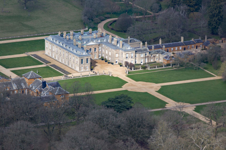 Aerial view of Princess Diana's childhood home Althorp House in the UK