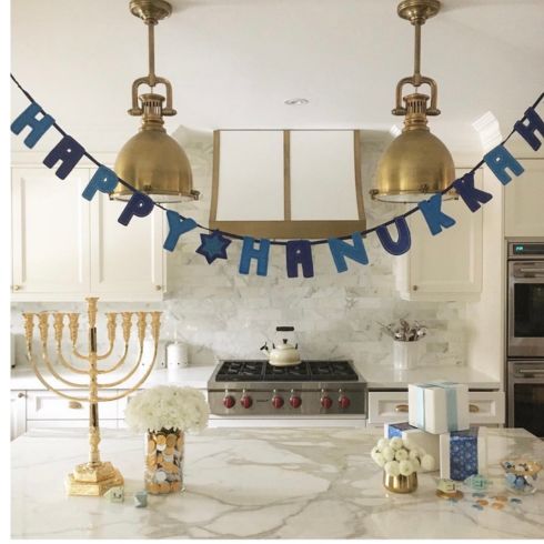 Hannukah decor in a kitchen