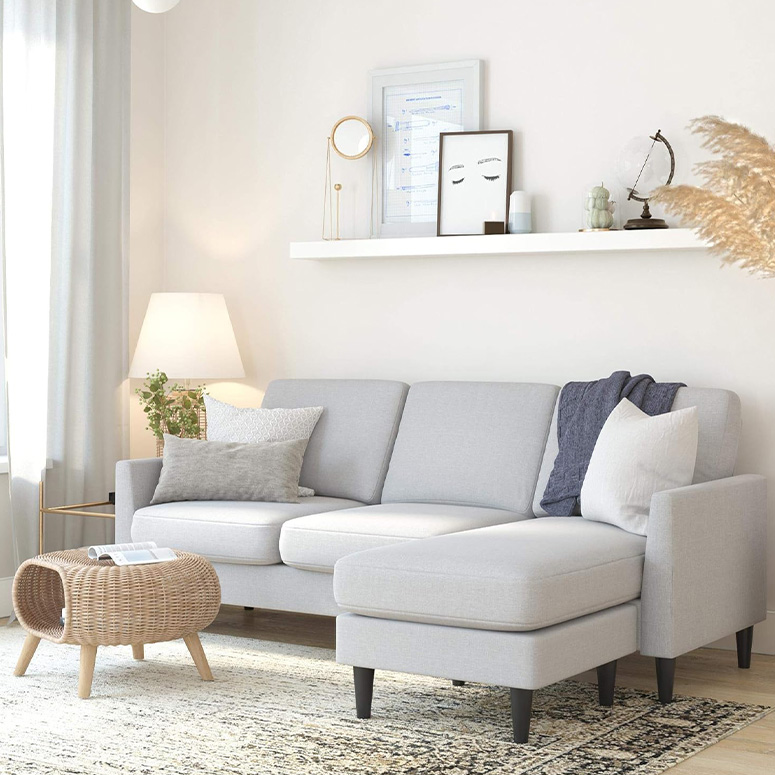Light gray sofa in living room