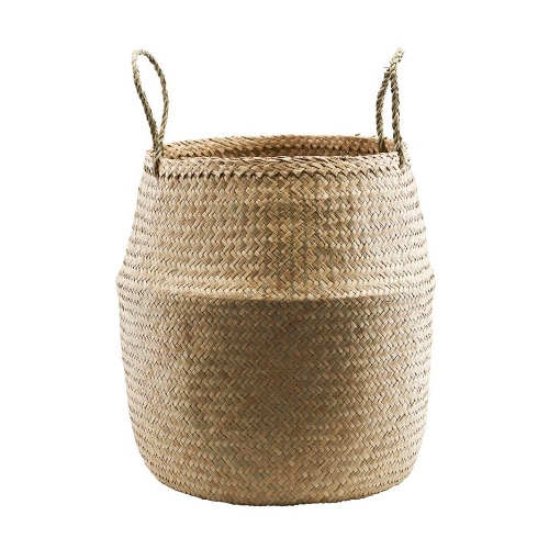 A seagrass basket with two handles
