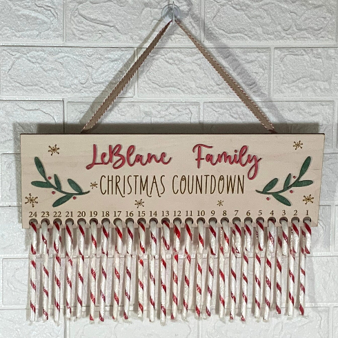 Canadian holiday decorations - A custom wood candy cane count down
