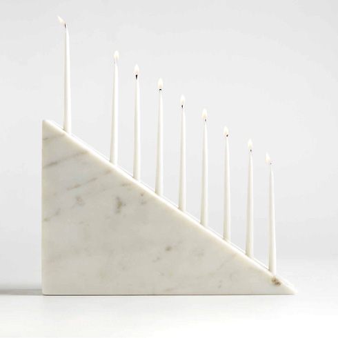 Simple marble menorah with white backdrop