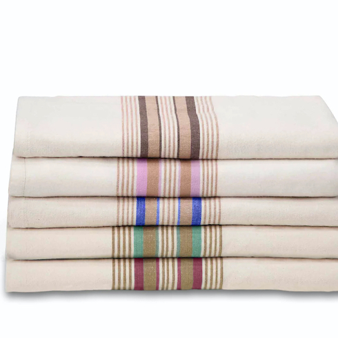 : Stack of Cantex Striped Flannel Blankets on a white background