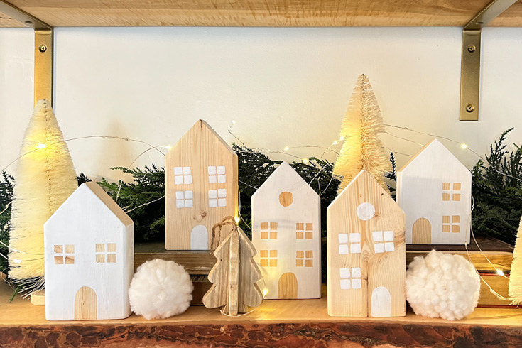 DIY Christmas Village made of leftover scrap wood