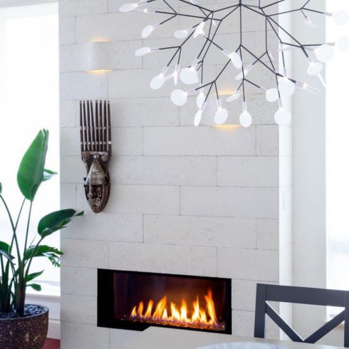 Modern fireplace in condo