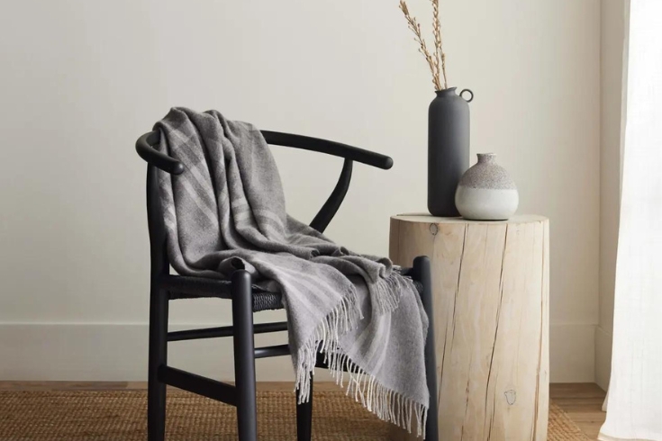 Alpaca blanket on black chair